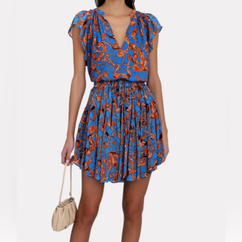 A.L.C. Blue and Orange Floral Blouse - Picture 2 of 3